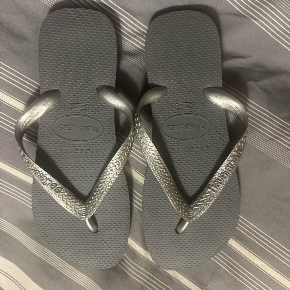 Havaianas Metallic Gray Flip Flops
